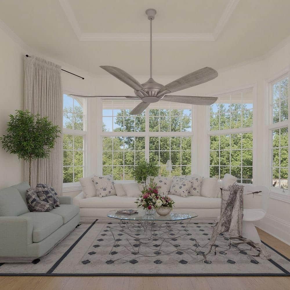 60" Burnished Nickel and Savannah Gray Smart Ceiling Fan with LED Light