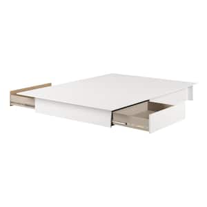 Fusion Pure White Full/Queen Size Bed 60 in. W with 2-Drawers