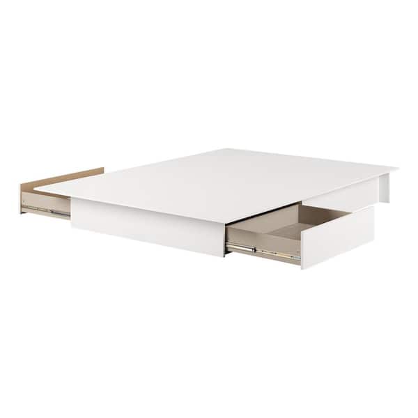 South Shore Fusion Pure White Full/Queen Size Bed 60 in. W with 2-Drawers