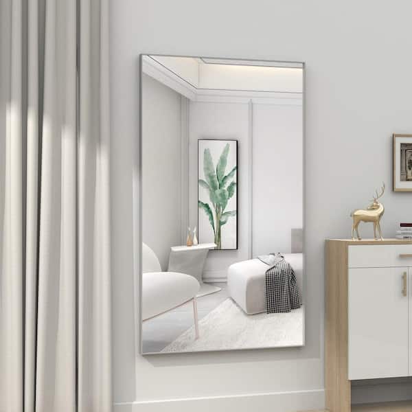Staykiwi 60 in. W. x 36 in. H Rectangular Framed Wall Bathroom Vanity Mirror in Silver