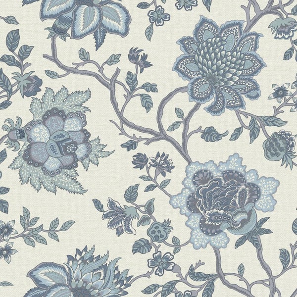 HOLDEN Jacobean Floral Blue Non-Pasted Wallpaper (Covers 56 sq. ft.)
