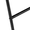 Close-up of the black metal frame structure of a bar stool.