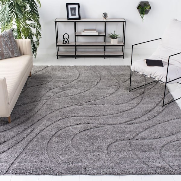Florida Shag 11 ft. x 15 ft. Gray Solid Color Area Rug