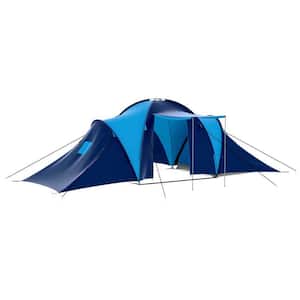 19 ft. x 13 ft. 9-Person Fabric Camping Tent with 3 Compartments, 3 Windows for Ventilation, Blue
