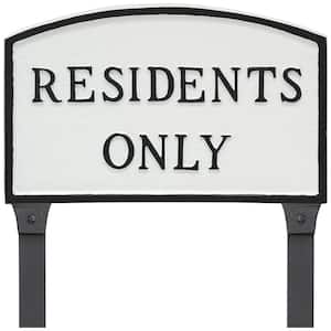 13 in. x 21 in. Large Arch Residents Only Statement Plaque Sign with 31 in. Lawn Stakes - White/Black