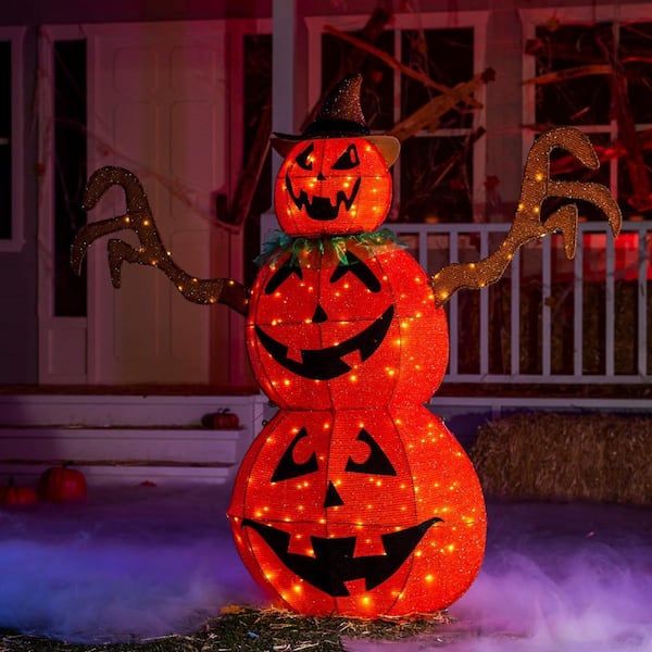 Joiedomi 5 ft. Light Up LED Pumpkin Decoration Halloween Tinsel ...