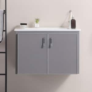 24 in. W x 18 in. D x 16 in. H Single Sink Bath Vanity in Gray with White Ceramic Top