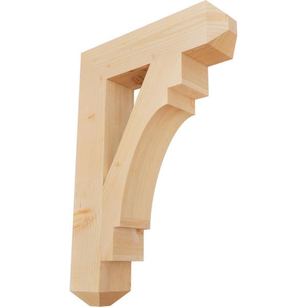 Ekena Millwork 5.5 in. x 38 in. x 26 in. Douglas Fir Merced Craftsman Smooth Bracket