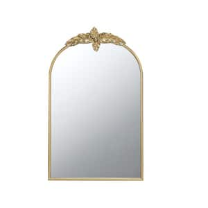 Modern 24 in. W x 36 in. H Arched Framed Wall Bathroom Vanity Mirror in Gold for Living Room, Bathroom, Entryway