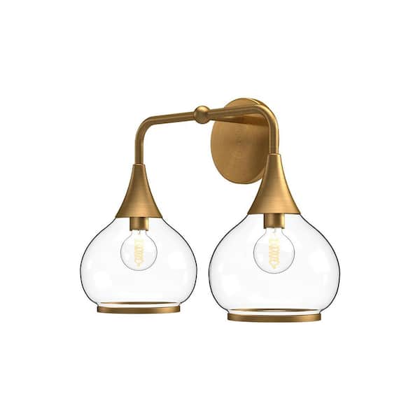 KUZCO HAZEL 17 in. 1 LIGHT AGED BRASS/CLEAR GLASS Vanity Light