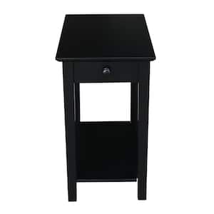 Narrow 25 in. H Black Solid Wood End Table