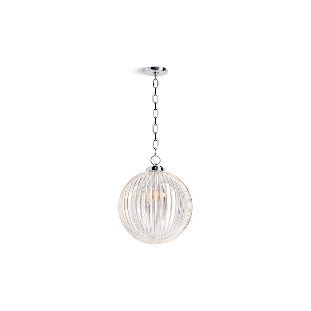 Polished Chrome 14" Glass Globe Pendant Light