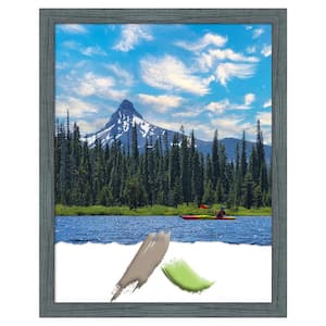 Dixie Blue Grey Rustic Narrow Wood Picture Frame Opening Size 11 x 14 in.