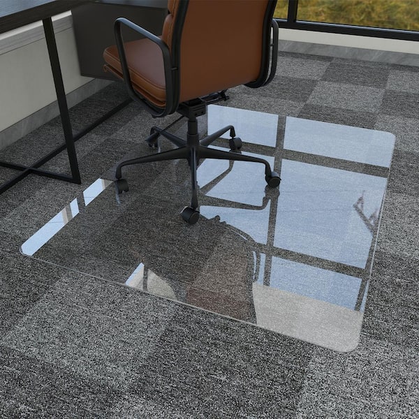 36 in. x 46 in. Rectangle Tempered Glass Chair Mat Crystal Clear Heavy Duty Hardwood and Carpet Office Floor Protector