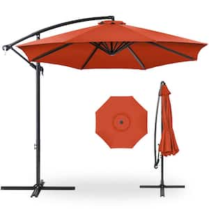 10 ft. Aluminum Offset Round Cantilever Patio Umbrella with Easy Tilt Adjustment in Rust