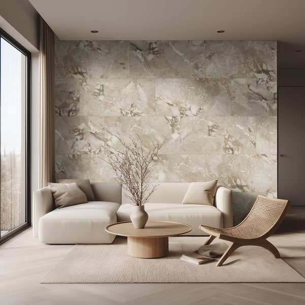 Marmo Grigio Rectangle 24 in. x 48 in. Matte Gray Porcelain Travertine Look Floor and Wall Tile (16 sq. ft./Case)