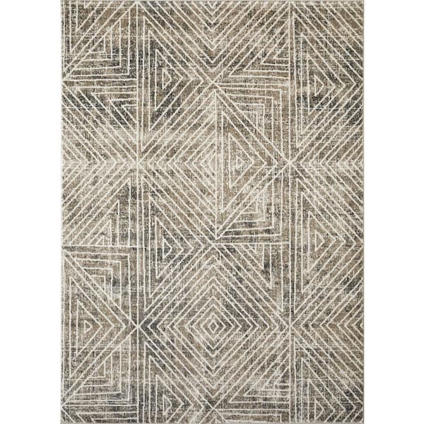 LOOMAKNOTI Ohanzah Oslorn Cream 6 ft. 7 in. x 9 ft. 2 in. Geometric Polypropylene Indoor Area Rug