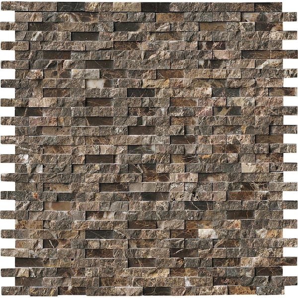 MSI Emperador Splitface 12 in. x 12.75 in. Textured Marble Look Floor and Wall Tile (10 sq. ft./Case)