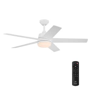 Astrea 52 in. Smart Indoor/Covered Outdoor Matte White Modern Adjustable White and RGB Ceiling Fan Light with Remote