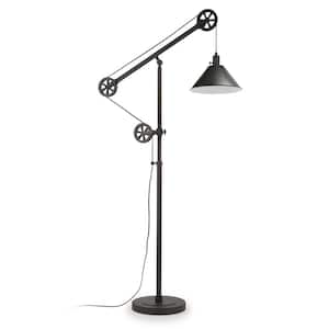 70 in. Black 1 1-Way (On/Off) Standard Floor Lamp for Living Room with Metal Cone Shade