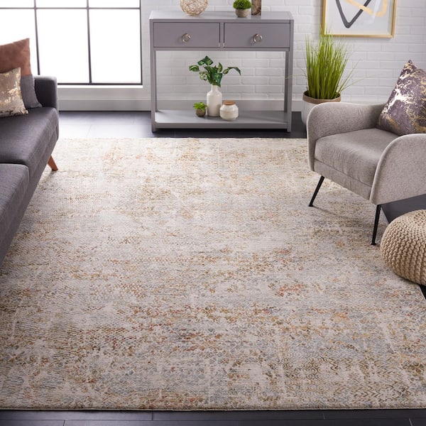 Adrianna 9 ft. x 12 ft. Blue/Gold Chevron Marble Area Rug