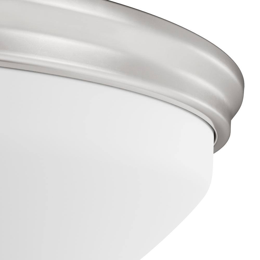 Brushed Nickel and White Glass 2-Light Flush Mount Ceiling Fixture
