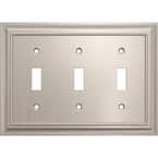 Derby 3-Gang Triple Light Switch/Toggle Wall Plate, Satin Nickel (1-Pack)