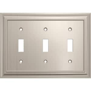 Derby 3-Gang Triple Light Switch/Toggle Wall Plate, Satin Nickel (1-Pack)
