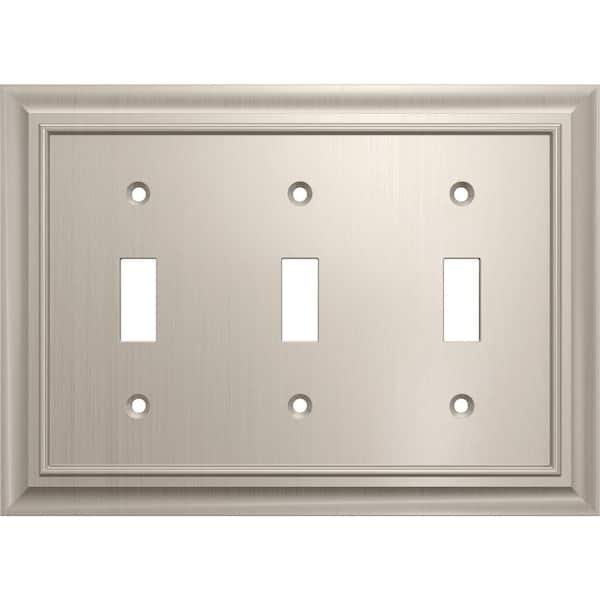 Hampton Bay Derby 3-Gang Triple Light Switch/Toggle Wall Plate, Satin Nickel (1-Pack)