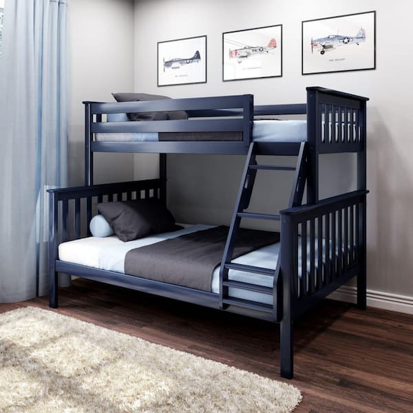 Blue Twin Over Full Bunk Bed with Ladder