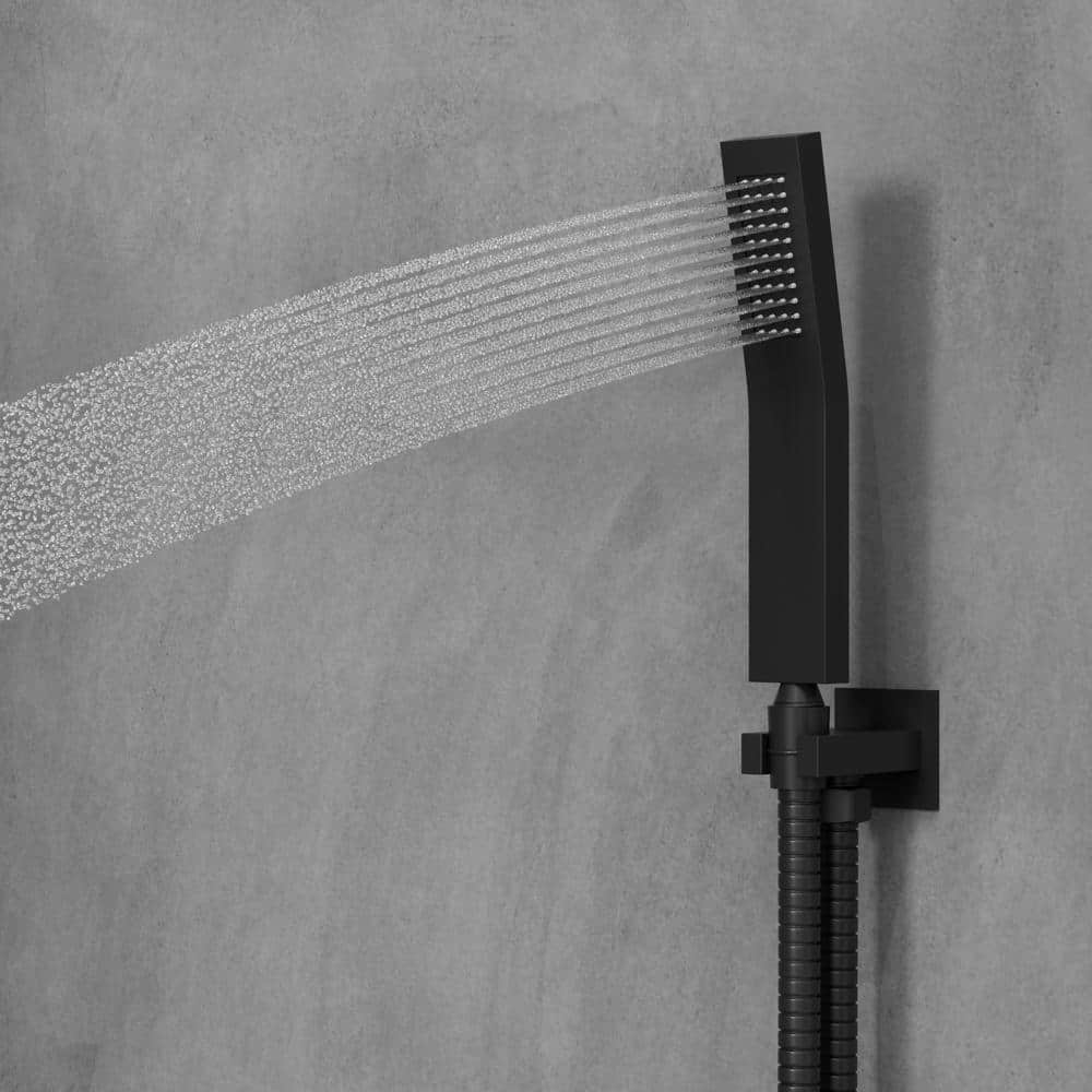 Matte Black Dual Shower Head System with Thermostatic Valve and Body Jets