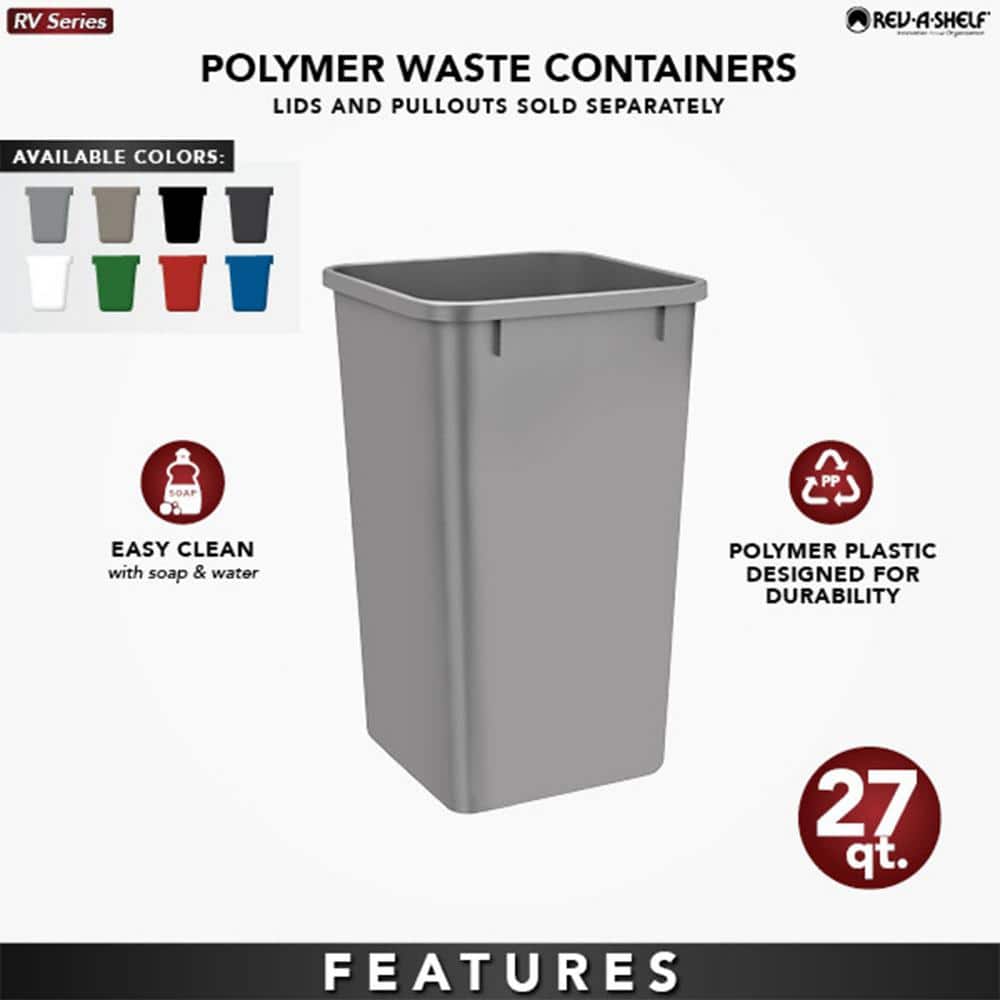 Rev-A-Shelf White Plastic Pull-Out Trash Bins, 2 Pack