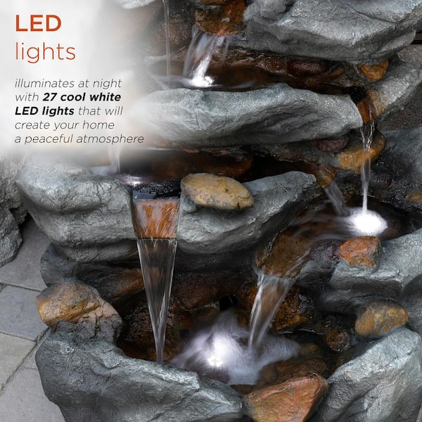 Alpine Corporation 50 in. Tall Outdoor 8-Tier Rock Waterfall