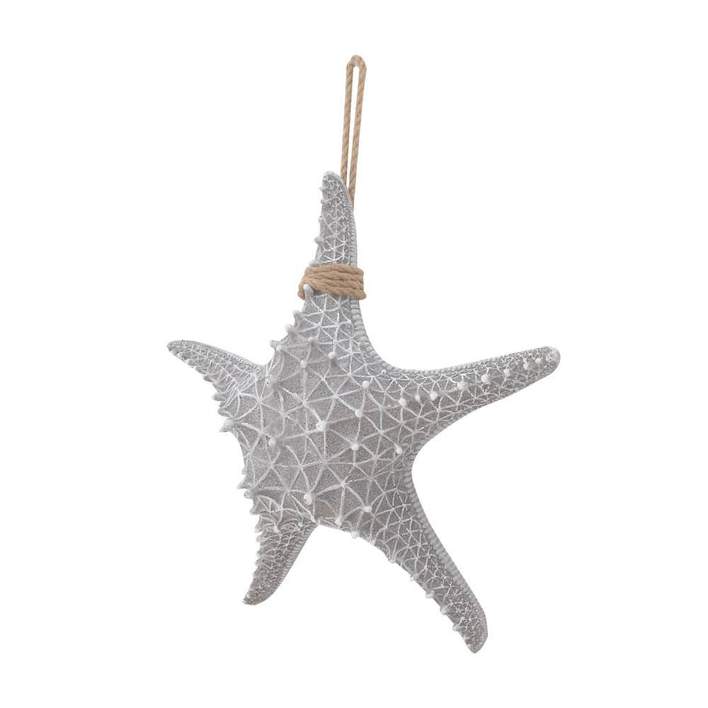 Gray Resin Starfish Wall Sculpture with Twisted Cord Accent