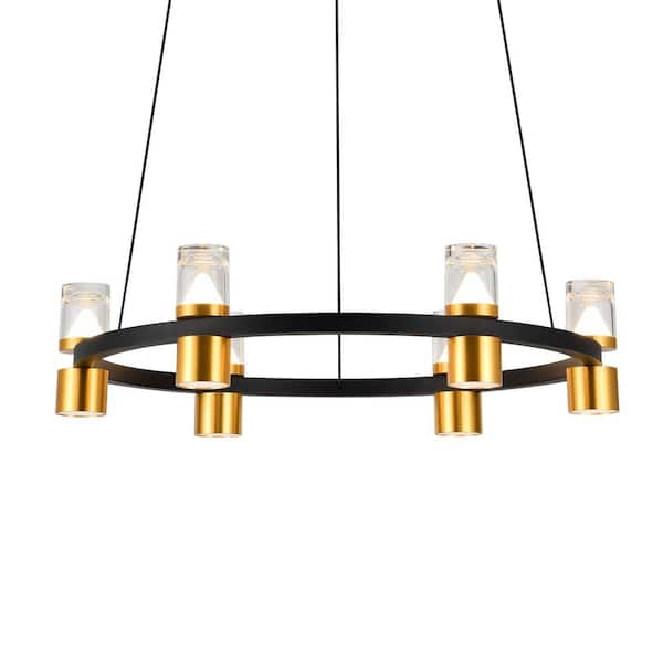 Ellegi 24 in. Up-Down 6-Light ETL Certified Integrated LED Black Chandelier Lighting Fixture