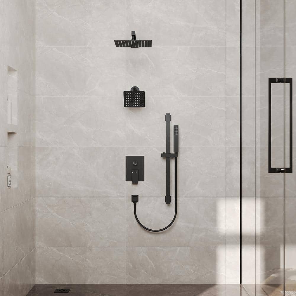 Matte Black Dual Shower Head System with Adjustable Handheld