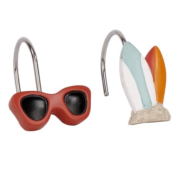 Saturday Knight Beach Time Resin Freestanding Shower Curtain Hooks in Multi-Color (12-Pack)