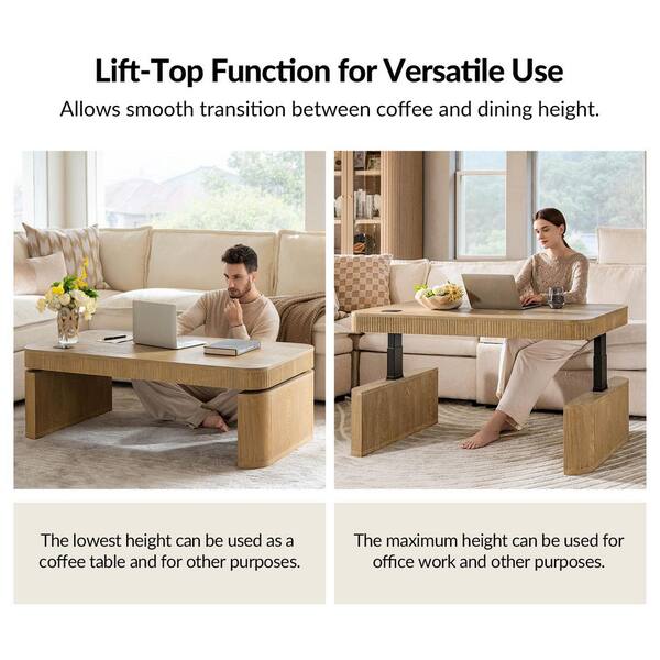 JAYDEN CREATION Dionisio 52 in. Oak Rectangle Wood Standing Coffee