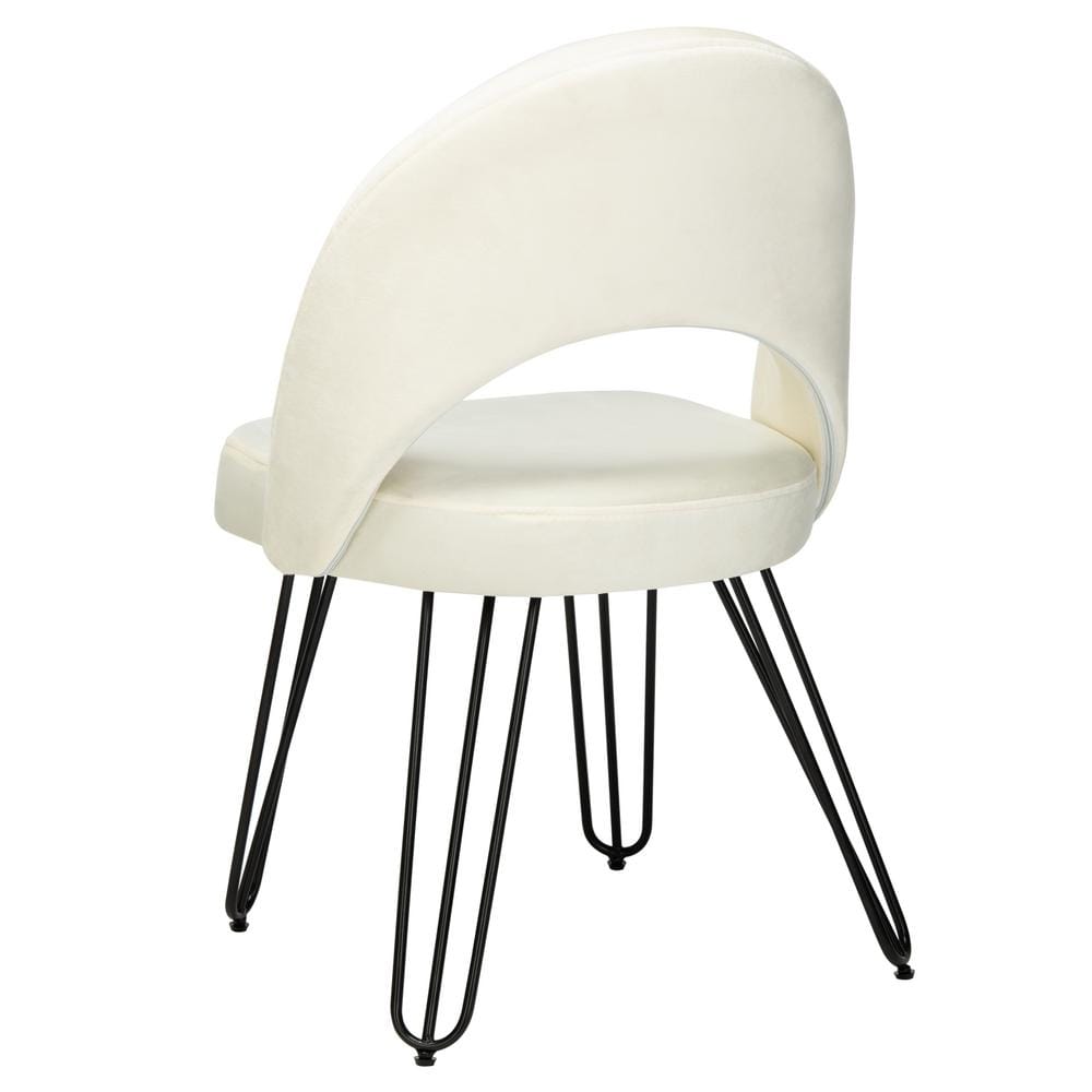 Creme Velvet & Matte Black Transitional Side Chair