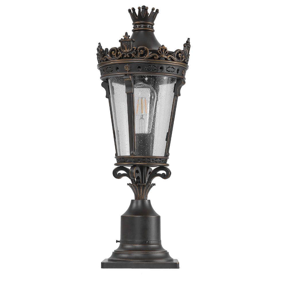 RCCFBHM 21.7 in. 1-Light Bronze Aluminum Vintage Outdoor Lamp Post