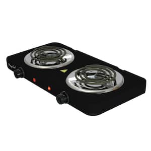 Portable 2-Burner 5.5 in. Matte Black Hot Plate with Temperature Control