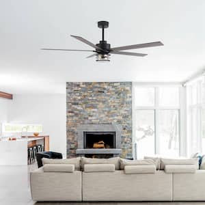 Barnn 65 in. Industrial Matte Black Downrod Mount LED Ceiling Fan with Lights and Remote Control