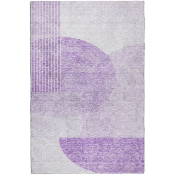 Dream Shag Premium Machine Washable Abstract ADS678 Purple 9 ft. x 12 ft. Area Rug