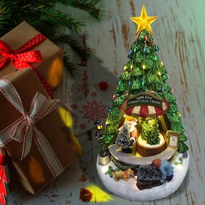 Christmas Tree Shop with LED Lights and Rotating Scene