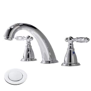 8 in. Widespread 2-Handles Bathroom Sink Faucet with Full-Copper Pop Up Drain and Valve
