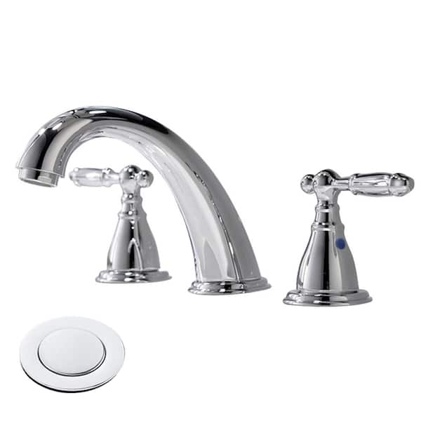 Phiestina 8 in. Widespread 2-Handles Bathroom Sink Faucet with Full-Copper Pop Up Drain and Valve