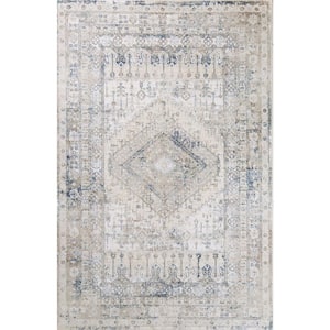 Highland Ivory/Blue 4 ft. x 6 ft. (3 ft. 6 in. x 5 ft. 6 in.) Geometric Traditional Accent Rug