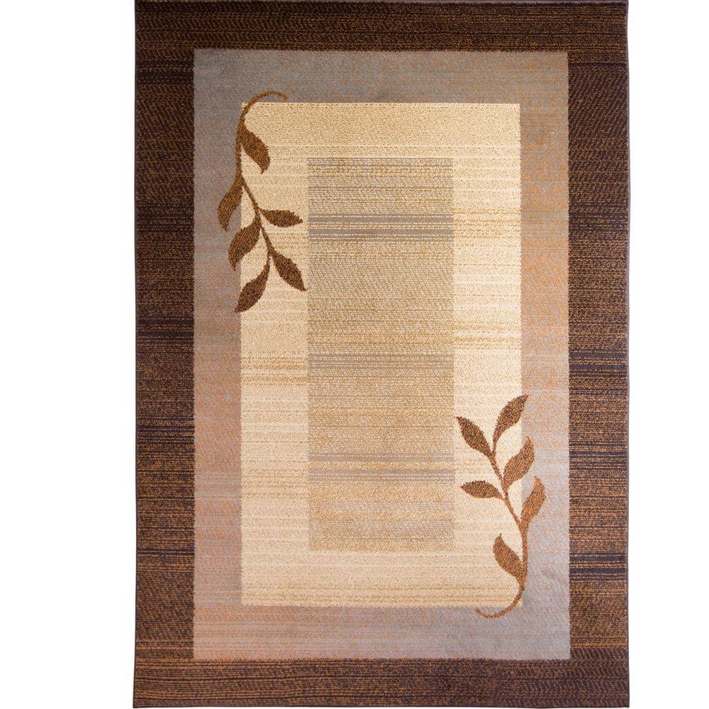 Clover Brown and Blue Modern Elegance Rectangular Area Rug, 43"x62"