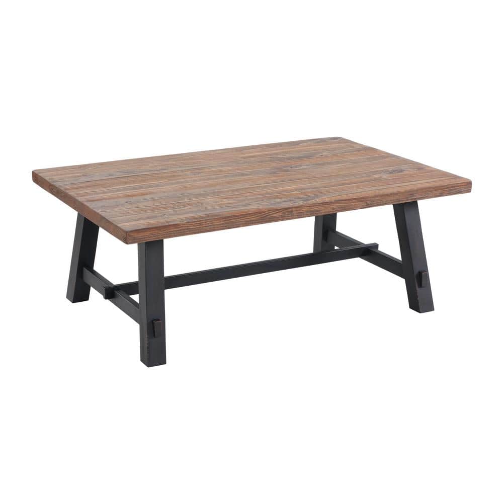 Rustic Industrial 51'' Solid Wood Sawhorse Coffee Table in Natural/Black