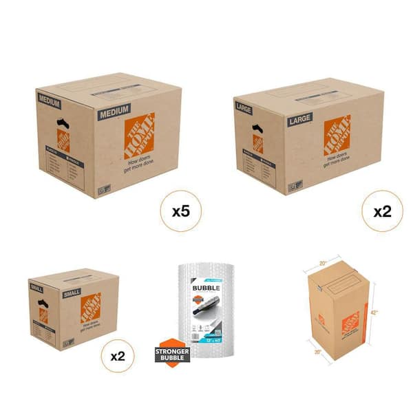 12 in. x 40 ft. Clear Bubble Cushion and Moving, Shipping, Packing Box Combo with Handles and Metal Bar